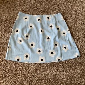 Princess Polly Floral Mini Skirt Size 2 Blue/BLK/WHT